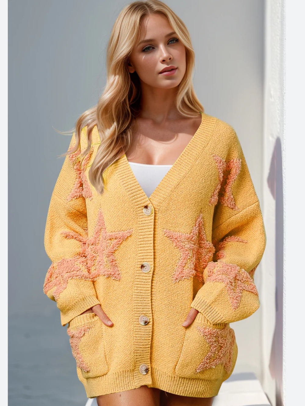 NWT Double Take Star Pattern Cardigan
